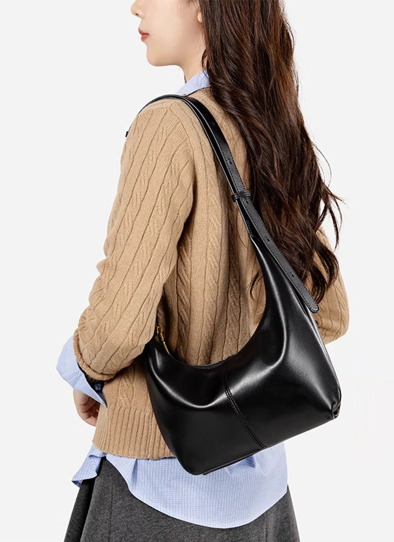 ブラックレザーハンドバッグ　ショルダーバッグ　isole 本革 ISOLE公式 | ショルダーバッグ 軽量 シンプル